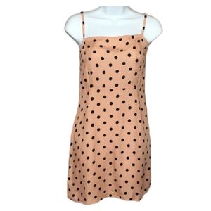 Lightweight Peach Black Polka Dot Mini Slip Dress Size M Medium